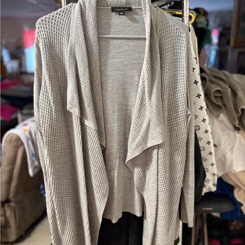 Gray Open-Front Sweater